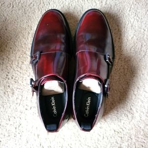 Men 10 Calvin Klein Brown Mahogany Double Buckle Dress Shoes New